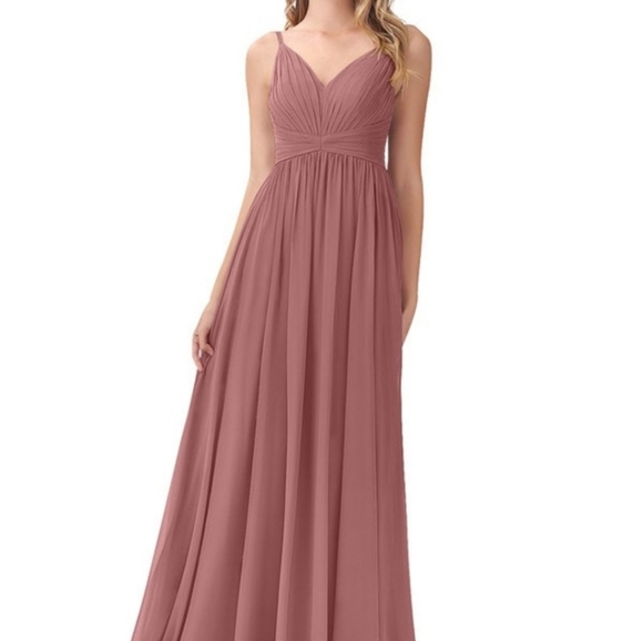 NWT Azazie Serena Chiffon Bridesmaid Dress Desert Rose Size C (10/12) Pockets - Picture 1 of 16